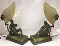 Pair Of Art Deco Figural Lamps