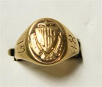 Wicomico H.S. 1918 10kt gold glass ring