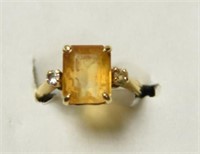 14kt gold ladies dinner ring with citrine stone
