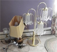 Lamp lot: Pair of clear floral boudoir lamps,