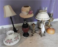 Lamp lot: (7) lamps: Brass Rayo style, Star