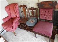 Chair lot to include: Victorian tufted and