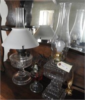 (3) Pattern glass table lamps: Duplex PA model,