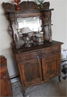 Antique Oak two drawer over two door mirrored