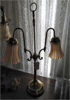 Beautiful two arm brass table lamp with