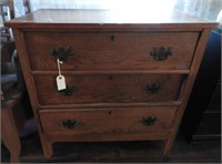 Antique Oak three drawer youth model chest of