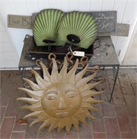 Tin sun burst wall decoration, metal patio