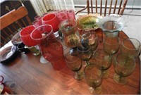 Glassware lot to include: iridescent glass,