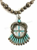 Sterling Silver Petit Point Turquoise Necklace