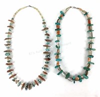 (2) Native American Turquoise & Shell Necklaces