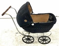 Antique Wicker Baby Buggy Pram Carriage