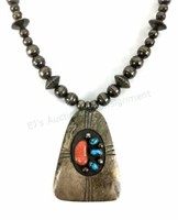 Anson Joe Sterling Turquoise Coral Necklace