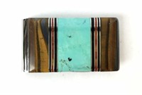Turquoise & Tigers Eye Inlaid Money Clip