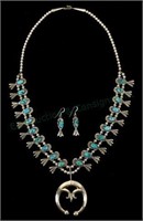 Native American Sterling Squash Blossom Necklace