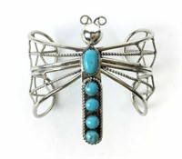 Navajo Turquoise Dragonfly Cuff Bracelet