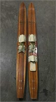 Vintage Tahoe Fiber Glassed Wood Water Skis