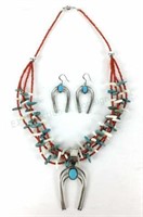 Navajo Sterling, Turquoise, Coral Jewelry Suite