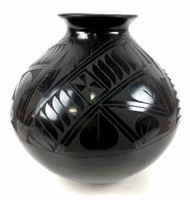 Benito M. Signed Blackware Mata Ortiz Pottery Vase