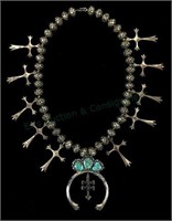 Vintage Navajo Sterling Squash Blossom Necklace