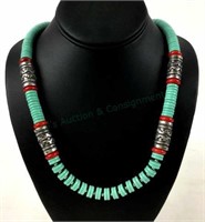 Native American Turquoise Disc Necklace