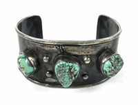Vintage Navajo Sterling & Turquoise Cuff Bracelet