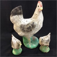 CONCRETE CHICKEN AND 2 BABIES YARD LOT