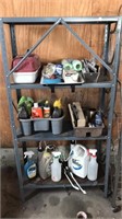 Metal garage shelves and contents