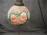 ANTIQUE HAND PAINTED SWAG LAMP BY RUULE