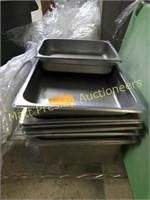 LOT OF FULL STAINLESS PANS- APX. 6 PANS