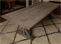A CONTEMPORARY 9' ROUGH HEWN PLANK HARVEST TABLE