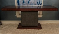 A RICH ROSEWOOD GRAIN AND FAUX SHAGREEN CONSOLE