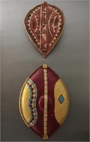 COLORFUL PAINTED HIDE AFRICAN MASAI WARRIOR SHIELD