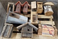 Lot of Wood Bird Houses & Feeders