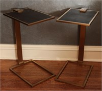 A PAIR OF MODERN BRASS CANTILEVER SIDE TABLES