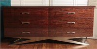 A CONTEMPORARY SIX DRAWER DRESSER IN EXOTIC WOODS