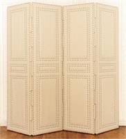 UPHOLSTERED FOLDING SCREEN WITH TACK HEAD DETAIL