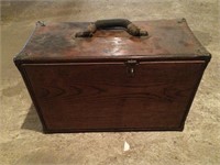 Old Wooden Tool Box with Sliding Drawers