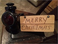 Vintage Lantern with Merry Christmas Sign