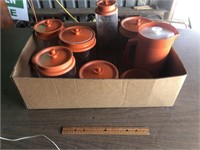 Vintage Orange Cover Tupperware Containers