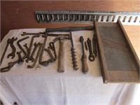 Vintage Hand Drill, Grater, & Old Wrenches
