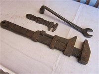 Vintage Ford Wrench & 2 Monkey Wrenches