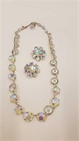 Iridescent Rhinestone Necklace & Earring Set