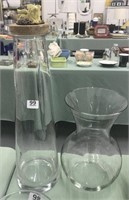 Hand Blown Bulbous Vase & Tall Glass Cannister