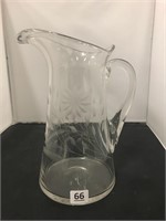 Vintage Etched Glass Pitcher