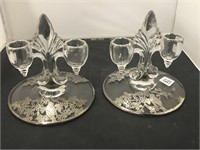 Pair of Silver Overlay Candle Stands