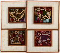 FOUR SOUTH AMERICAN MOLA TEXTILES