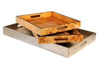 NICE QUALITY LACQUERED BURL SERVING TRAYS