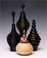 A COLLECTION OF CONTEMPORARY TURNED WOOD TUREENS
