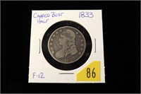 1833 Capped Bust half dollar, F-12