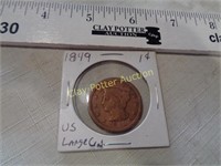 1849 Large Penny 1 Cent Coin